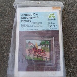Vintage Antique Car Needlepoint Kit New Old Stock NOS LeeWards Automobile